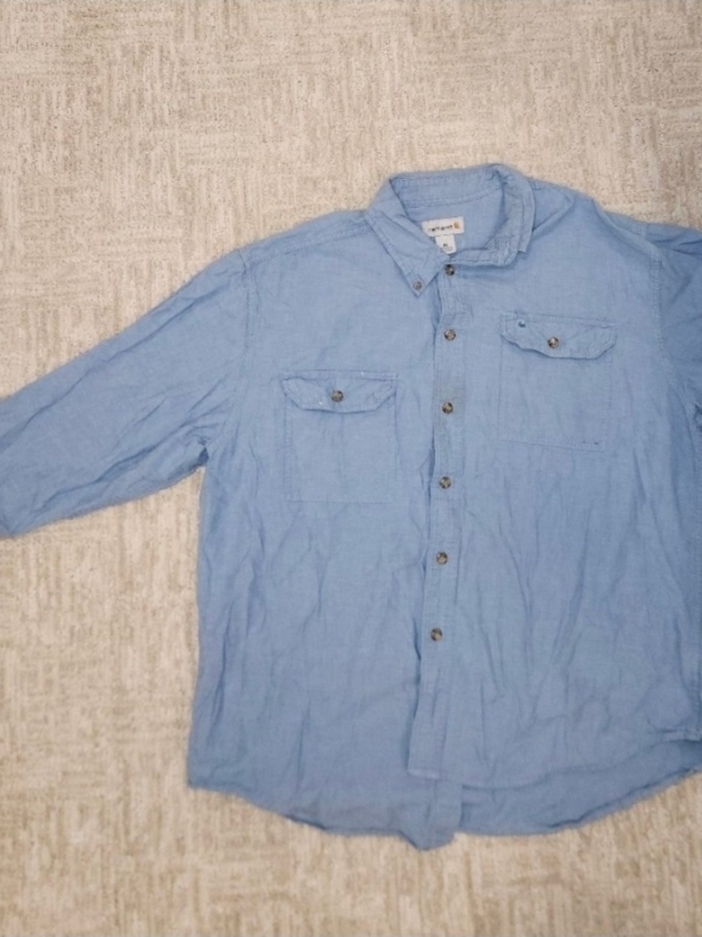 Vintage Y2K Carhartt Denim Jean Long Sleeve Button Up Men's Size Xtra Large Good